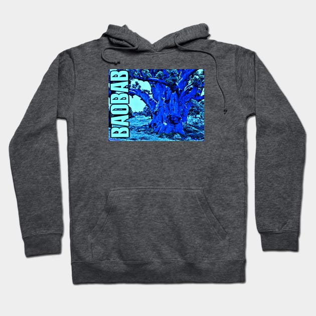 "Gouye Sipi" the Ancient Mystical Sacred Baobab Tree - Blue Hoodie by Tony Cisse Art Originals